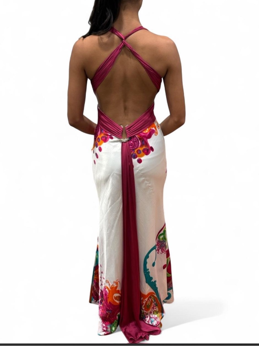Vintage Cache Multicolor Halter Maxi Dress Size 0 - Picture 2 of 11